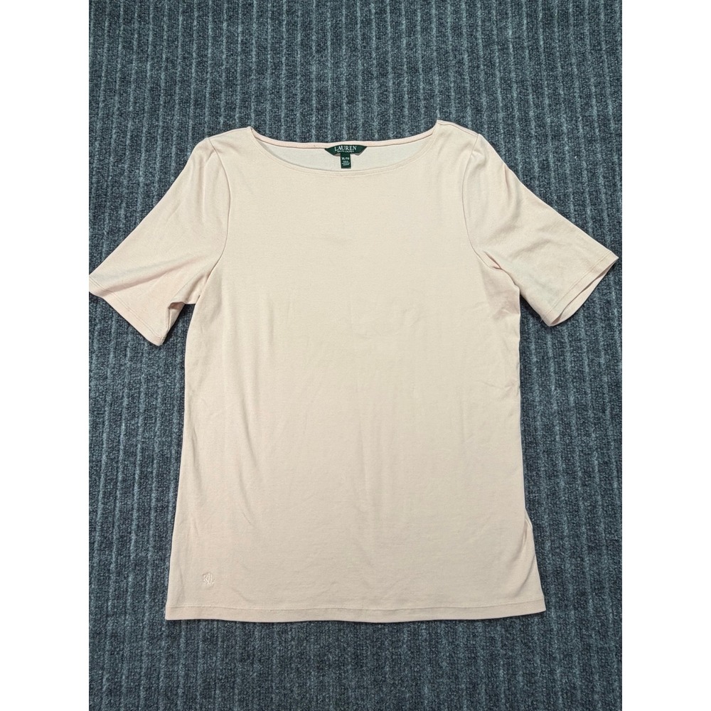 Lauren Ralph Lauren Boat Neck Top Women XL Pink Minimalist Casual Preppy